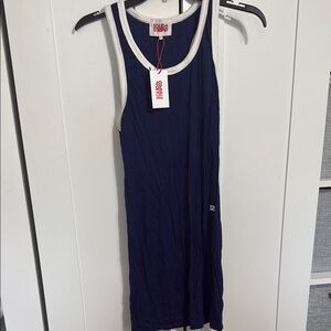SOLID & STRIPED Navy Dress with White Trim